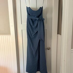 Revelry Strapless Blue Dress with Bow